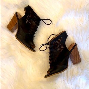 Black Faux Leather Sandals